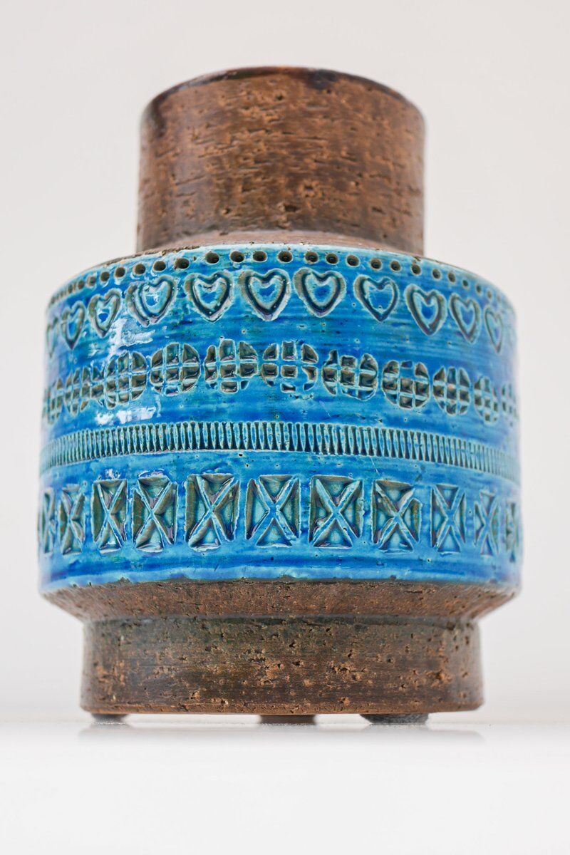 Vintage Rimini Blue Ceramic Vase by Aldo Londi for Bitossi, Italy, 1960s