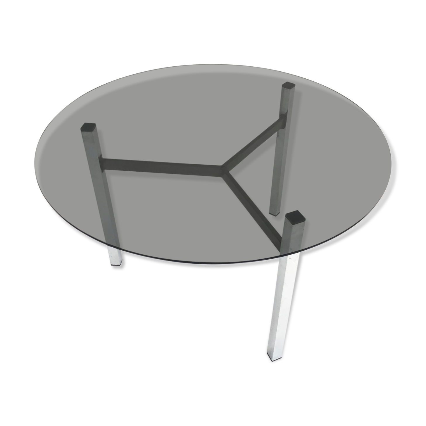 Minimalist vintage coffee table in chrome glass 1970