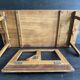 Manufrance wooden bedside table, folding tray with book holder.