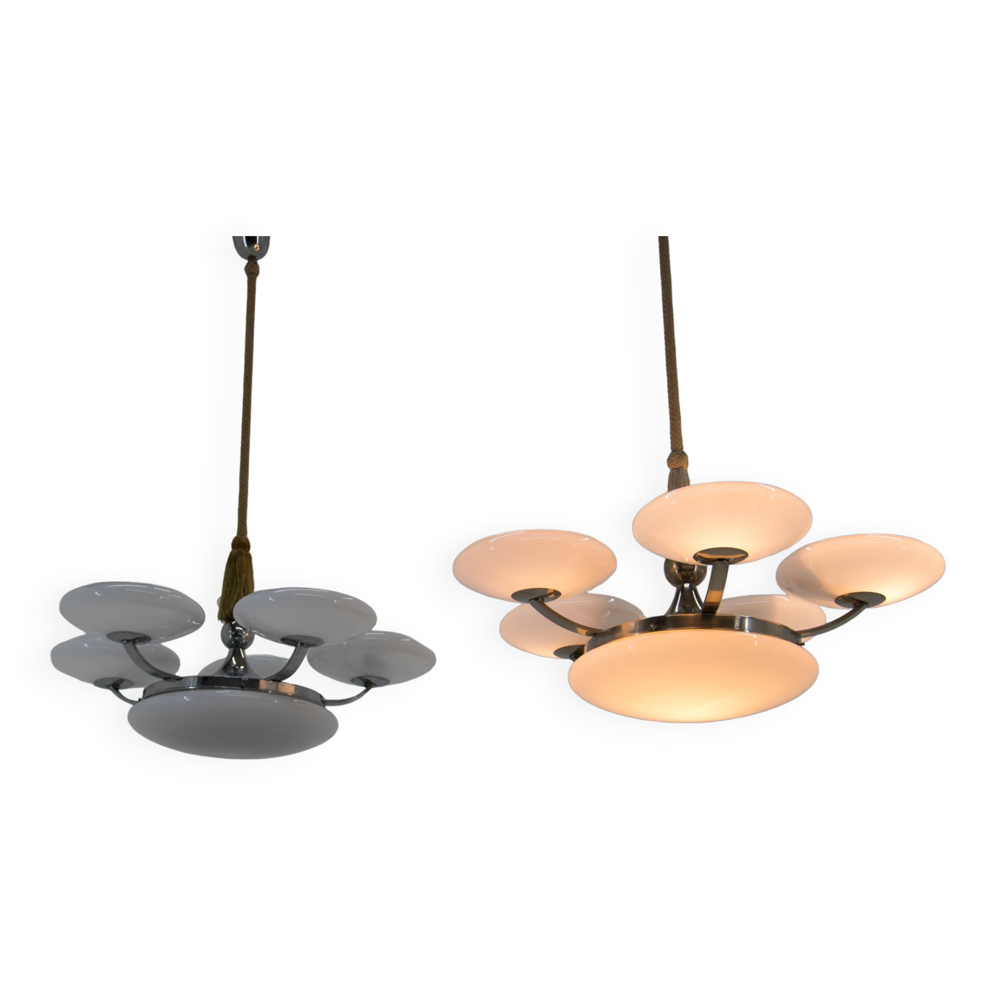 Set of Two Art Nouveau / Art Deco Chandeliers, 1920s