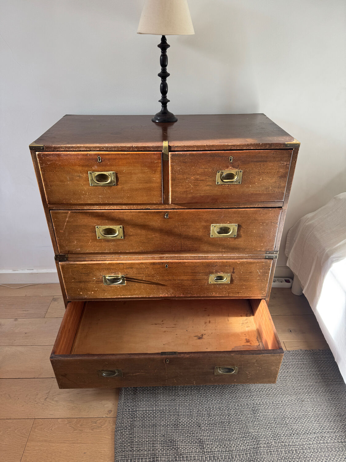 English boat commode in mahogany