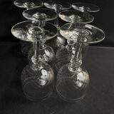 7 wine glasses – Blown, cut and guilloché glass