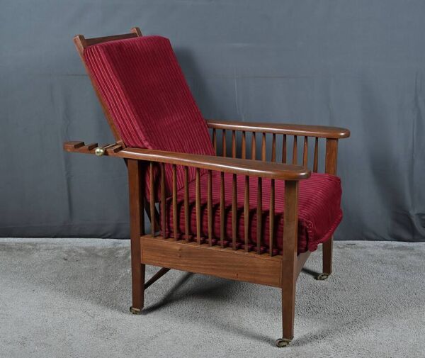 Fauteuil Morris en acajou, style Arts & Crafts, début XXe