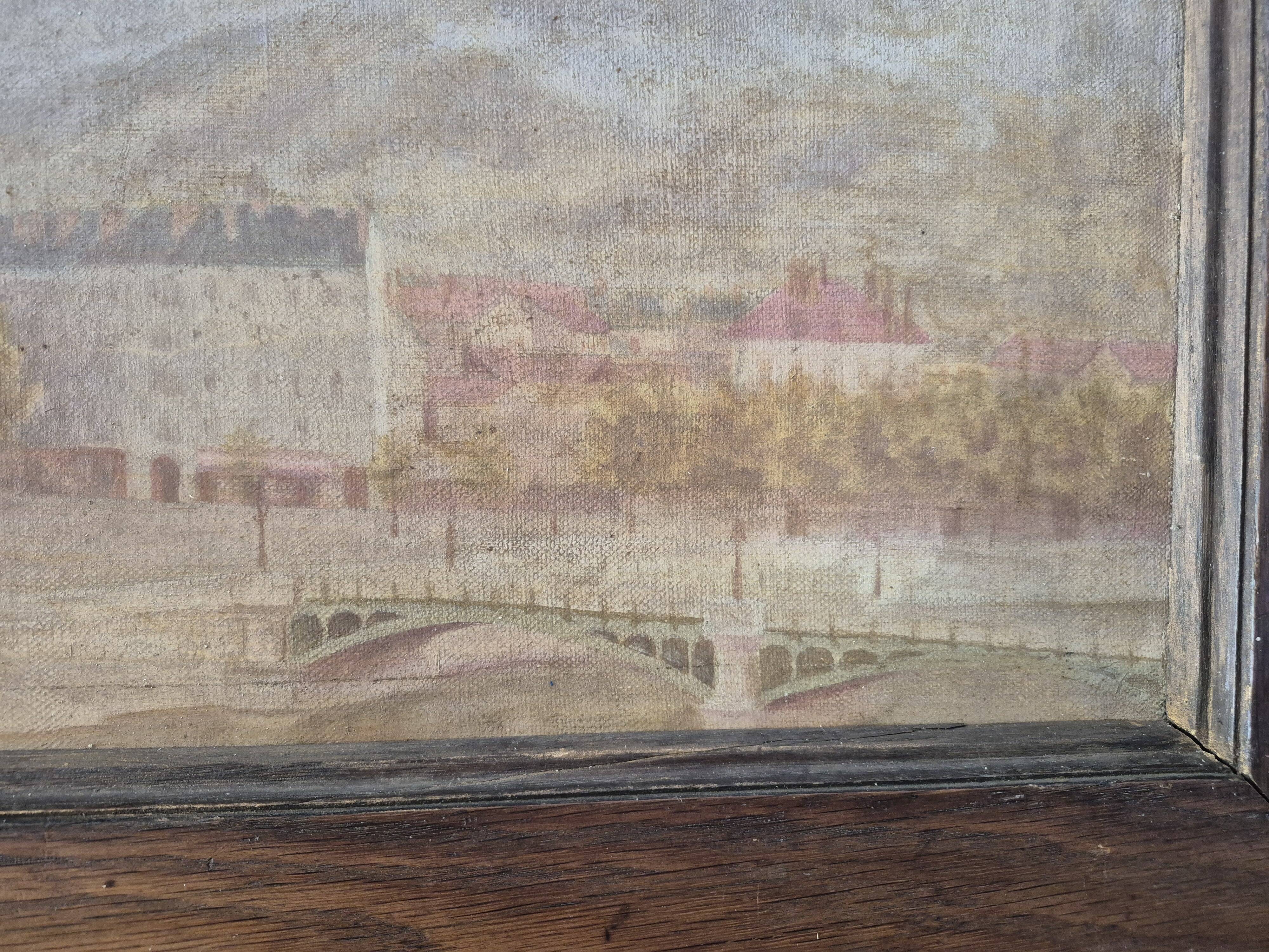 Painting, oil painting, Notre-Dame Bridge, Paris