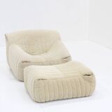 Beige Cinna Sandra Armchair & Footstool by Annie Hiéronimus for Ligne Roset