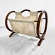 Vintage curved rattan magazine rack – 1960s