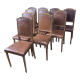 10 Louis XVI chairs seated leather