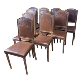 10 Louis XVI chairs seated leather