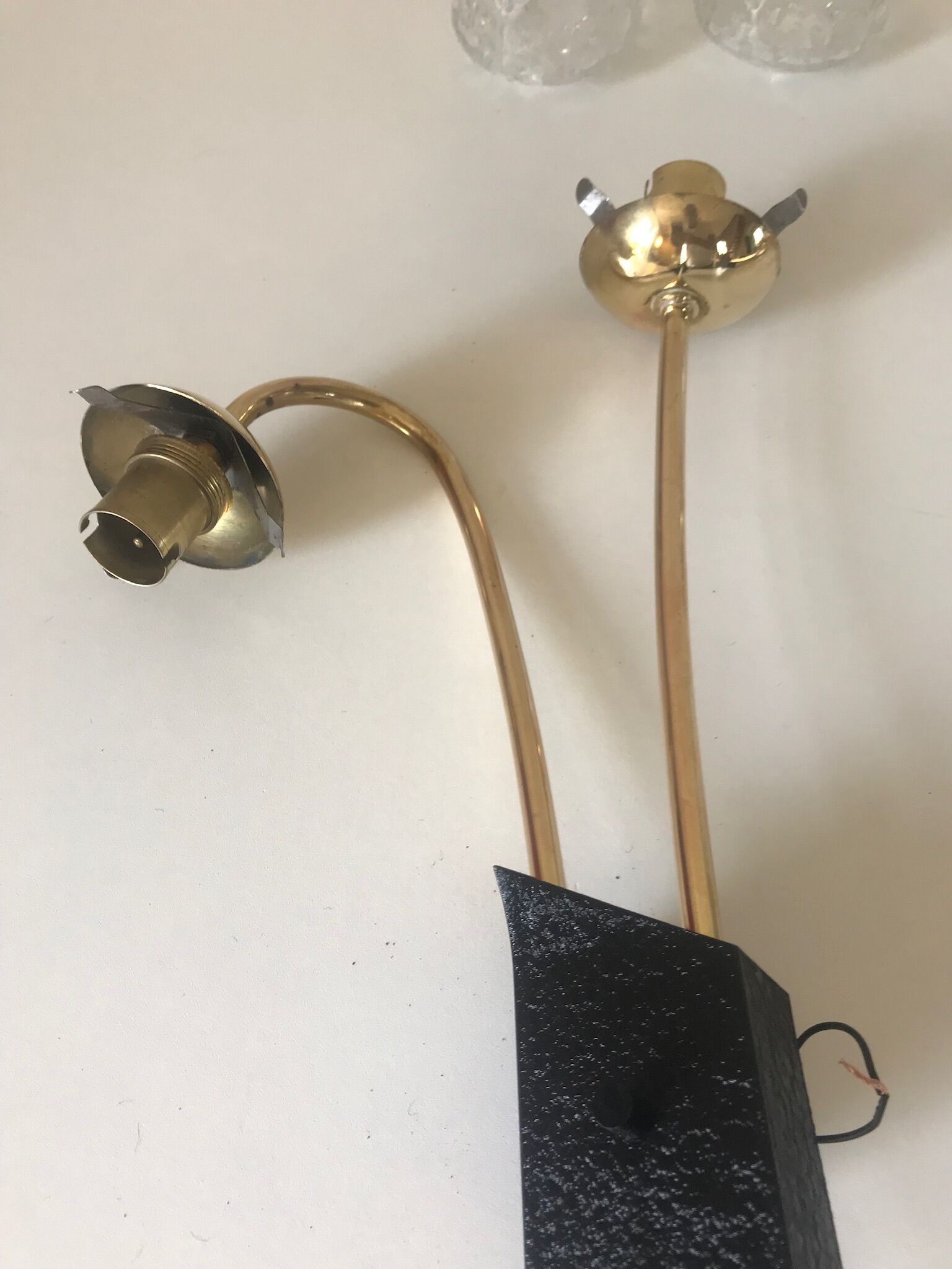 Pair of vintage brass double wall light design 60 years