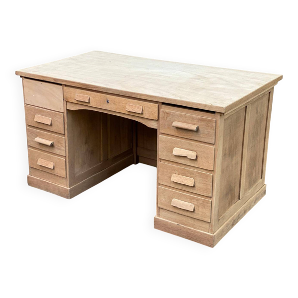 Bureau administratif décapé en chêne 1930 137cm