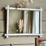 Large bamboo-style wooden mirror