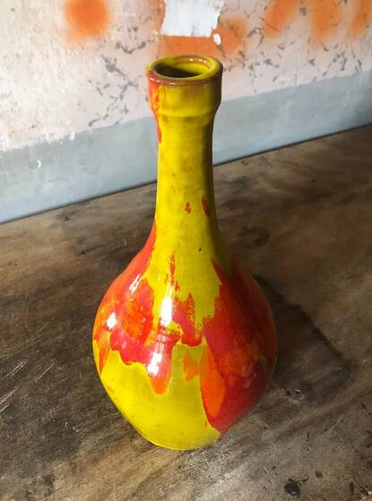 Vintage vase, glazed enameled terracotta vase, decorative vase, decoration