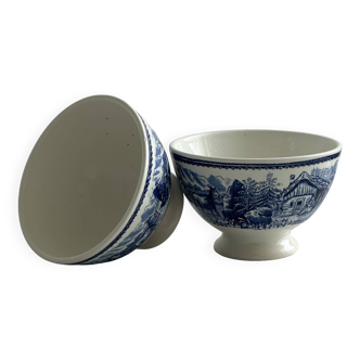 2 presentation bowls, old earthenware, Alps decor.