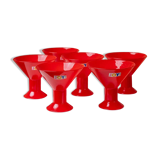 Six Red Glass Joy by Leonardo Drinking Glasses - Postmodern Memphis Style, 1980s Italian Vintage Glassware