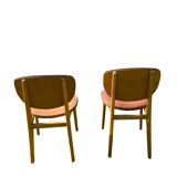 Pair of Scandinavian wood and leather chairs, Circa 1960
