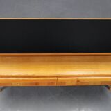 1960s Czechoslovakian Maple TV Rack with Drawers and Glass Top