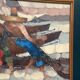 Swedish Oil on Panel"Fishermen" by Marylilla , Vintage and Framed