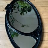 Miroir ovale en fonte d’acier décor art nouveau