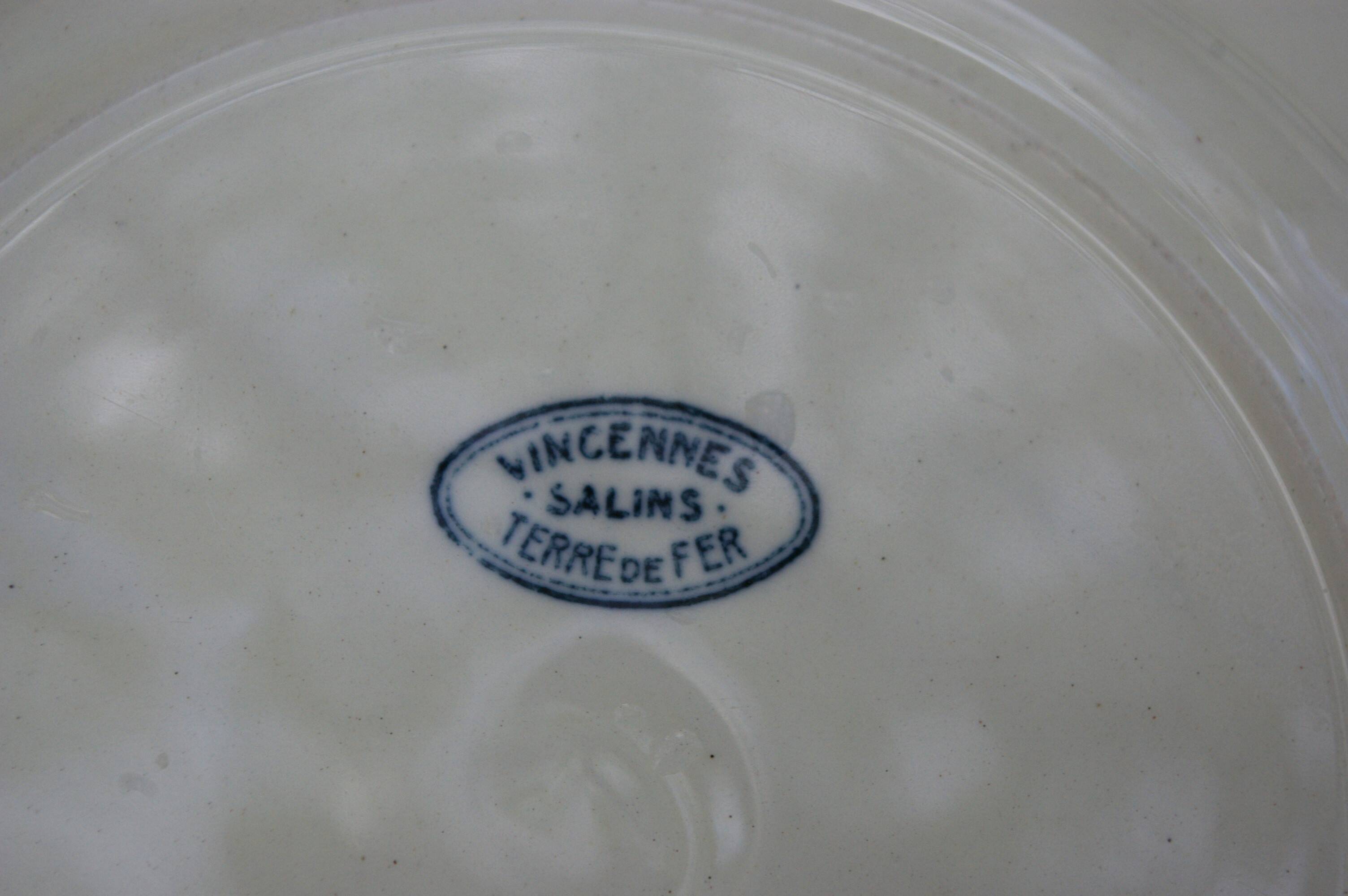 Set of 4 Salins earthenware plates, Vincennes model - Diam. 21.5cm