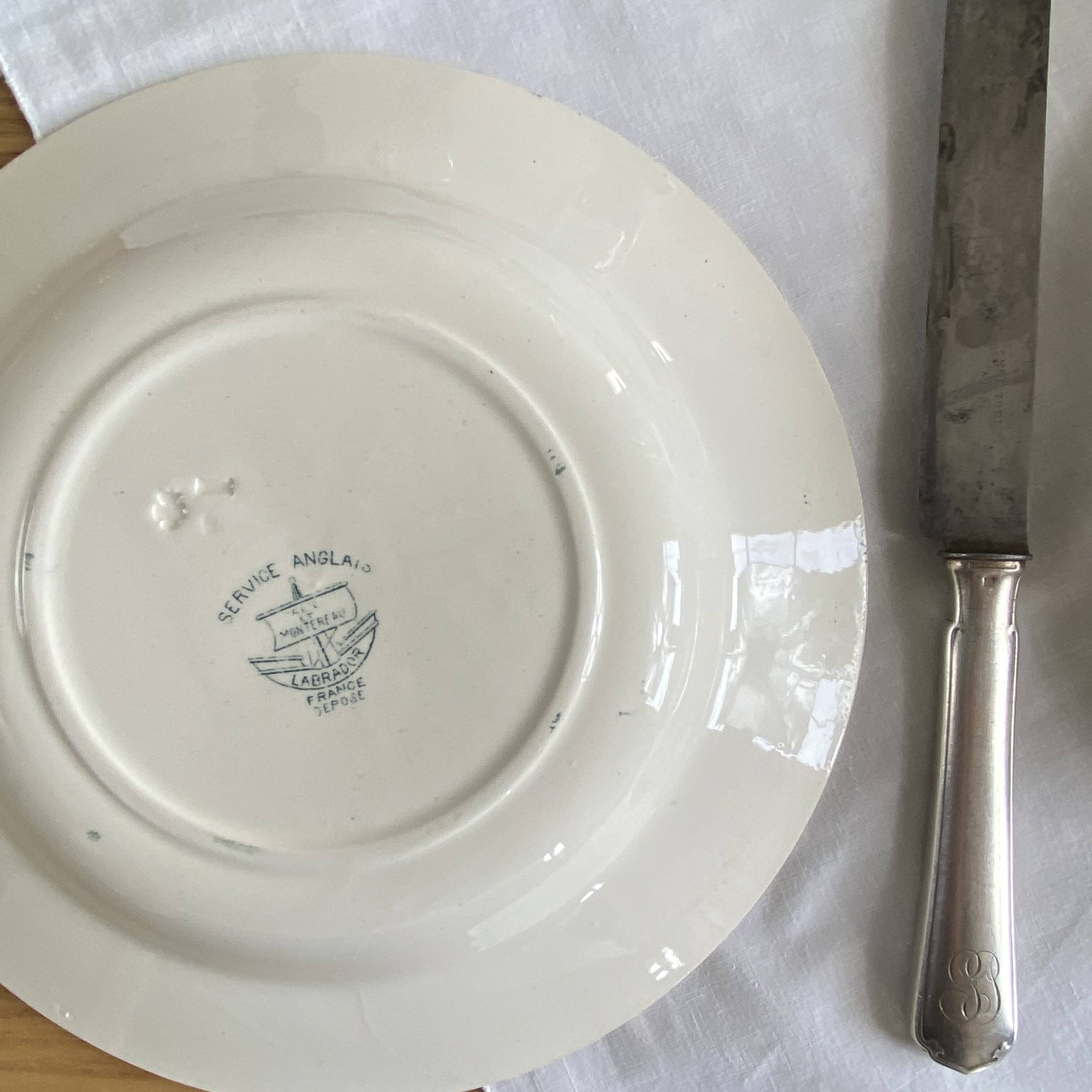 6 deep plates, antique earthenware, ironstone from Creil and Montereau.