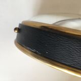 Leather and brass bulging witch mirror 1970 21cm