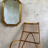 Octagonal Wall Mirror with Vintage Molded Gilded Wood Frame