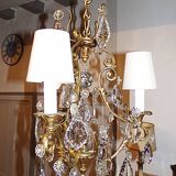 Antique Brass Chandelier with Antique Tassels and Lampshades