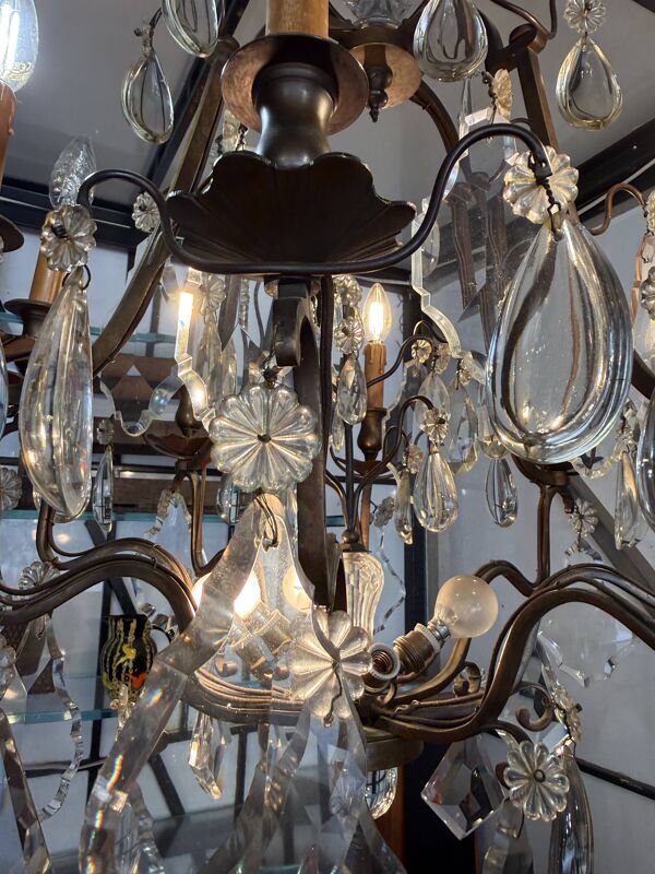 Grand lustre cage 12 lumières style Louis XV / Maison Baguès 105 X 60