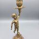 Antique gilded candlestick with cherub, French Rococo style, Belle Époque