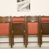 Set of 4 art deco folding chairs in cedar wood from the 1950s,