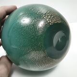 Green Cased Alga Glass Vase with Gold Leaf by Tomaso Buzzi for Venini