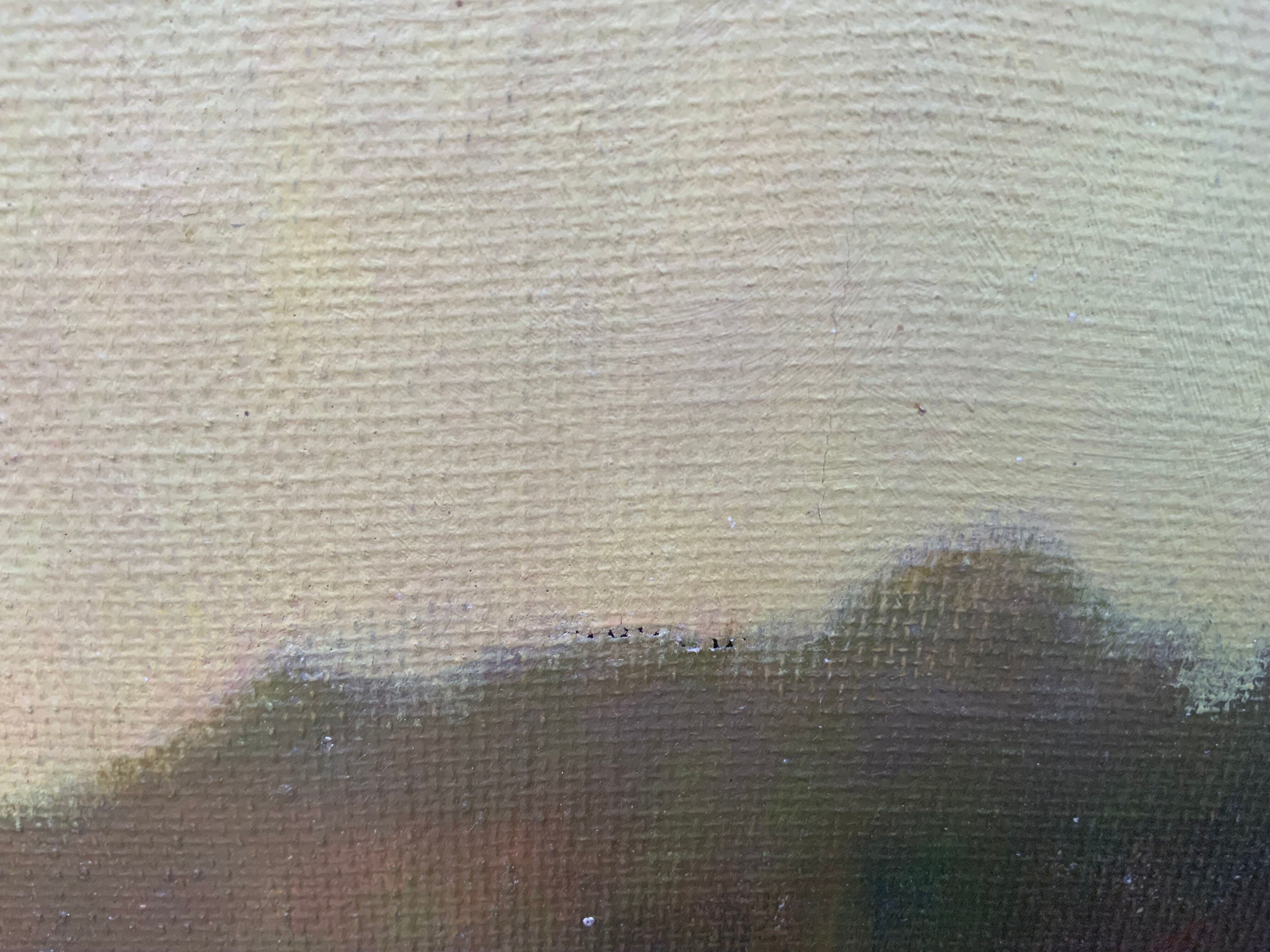 Vintage danish oil on canvas “sunset”, signed by a.takmar 1880-1960