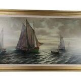 19th Century Marine Oil on canvas Gillet sailboats The tartanes 60 x 122cm