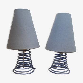 Paire de lampes chevet ressort vintage années 80