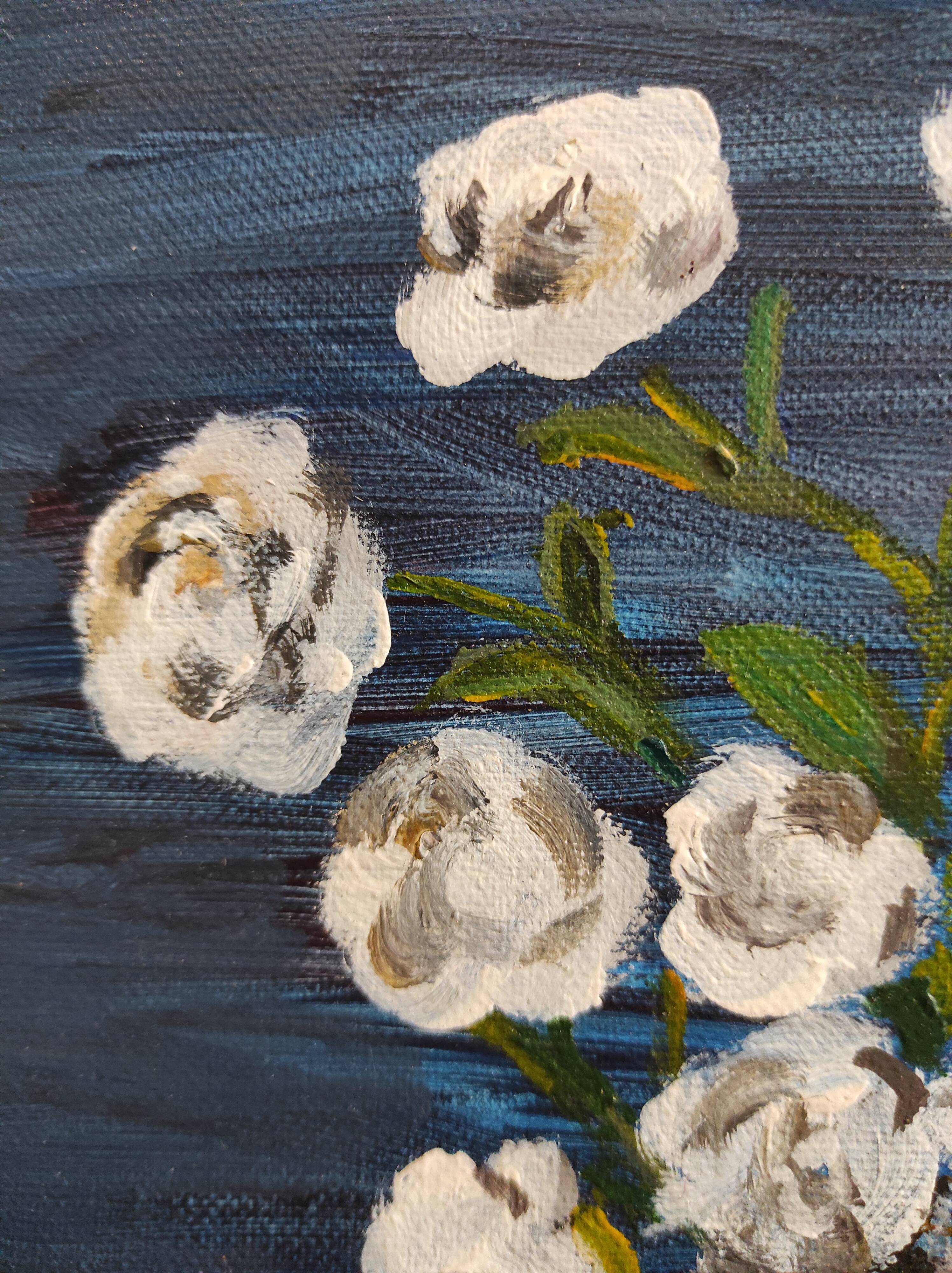 French vintage oil painting of flowers signed EC