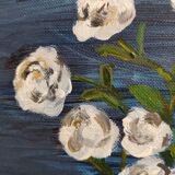 French vintage oil painting of flowers signed EC