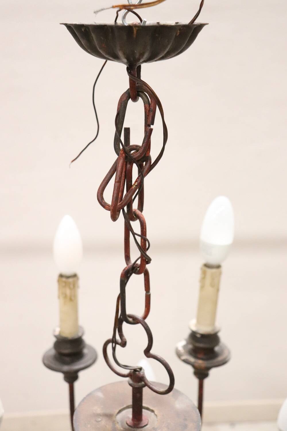 Grand Lustre En Bois Et Fer