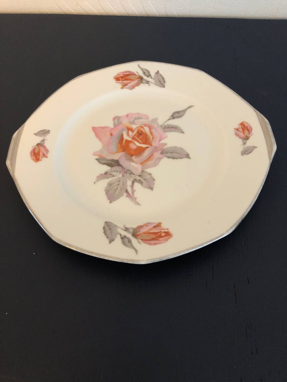 Vintage PL France porcelain dish with rose motifs