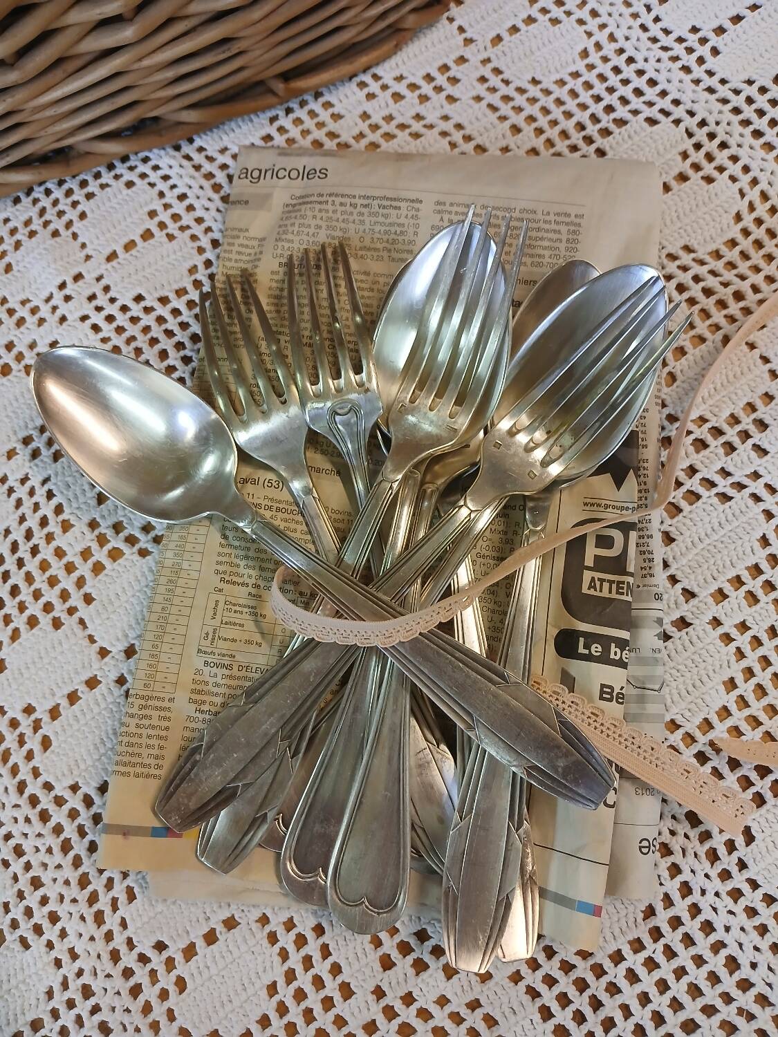 Set of 10 antique silver-plated cutlery