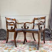 Pair of Armchairs and Pair of Chairs in Mahogany, 20th Century