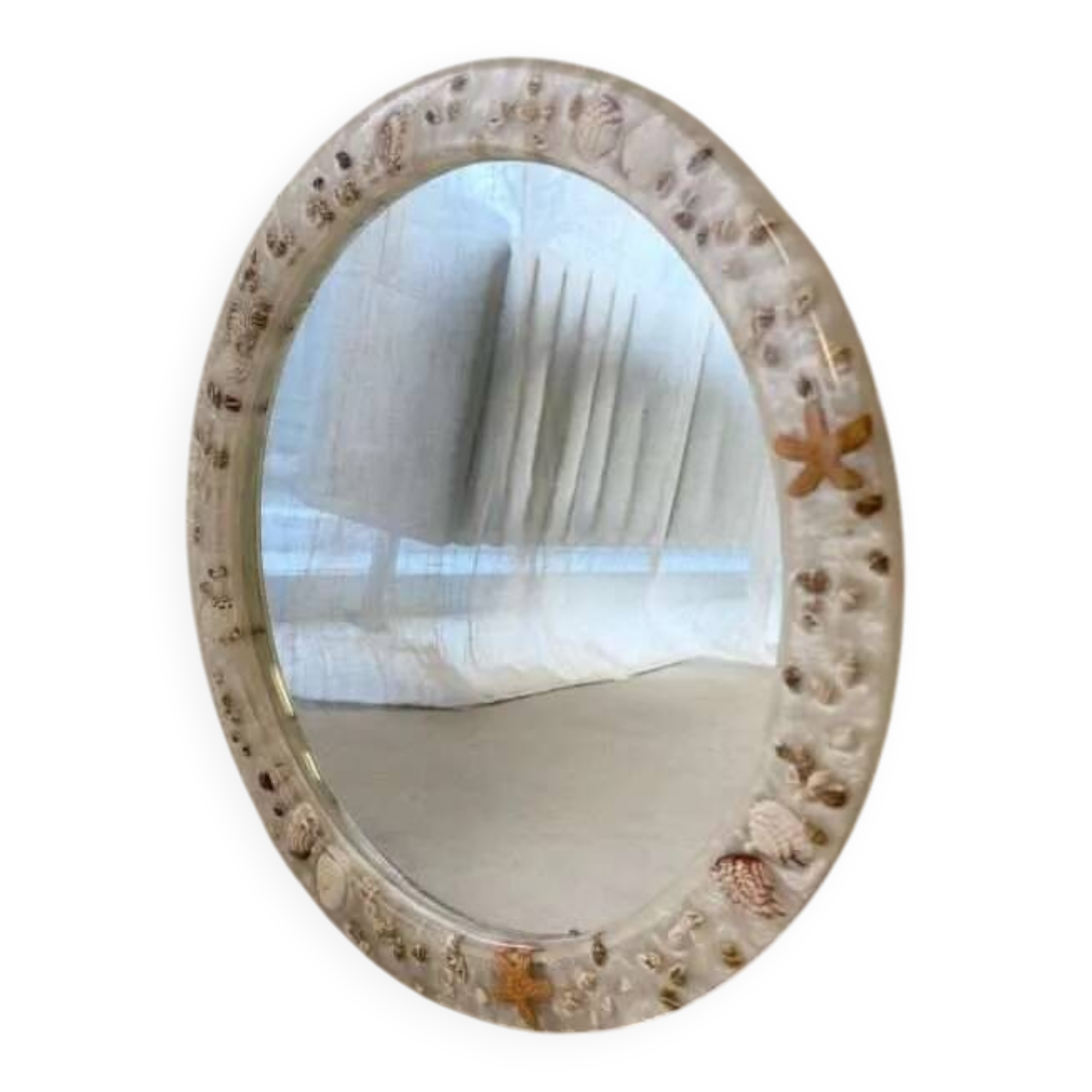 Vintage shell mirror handmade from the 70s.