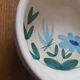 Vintage fondue pot, Marais pottery, hand-painted blue floral decoration