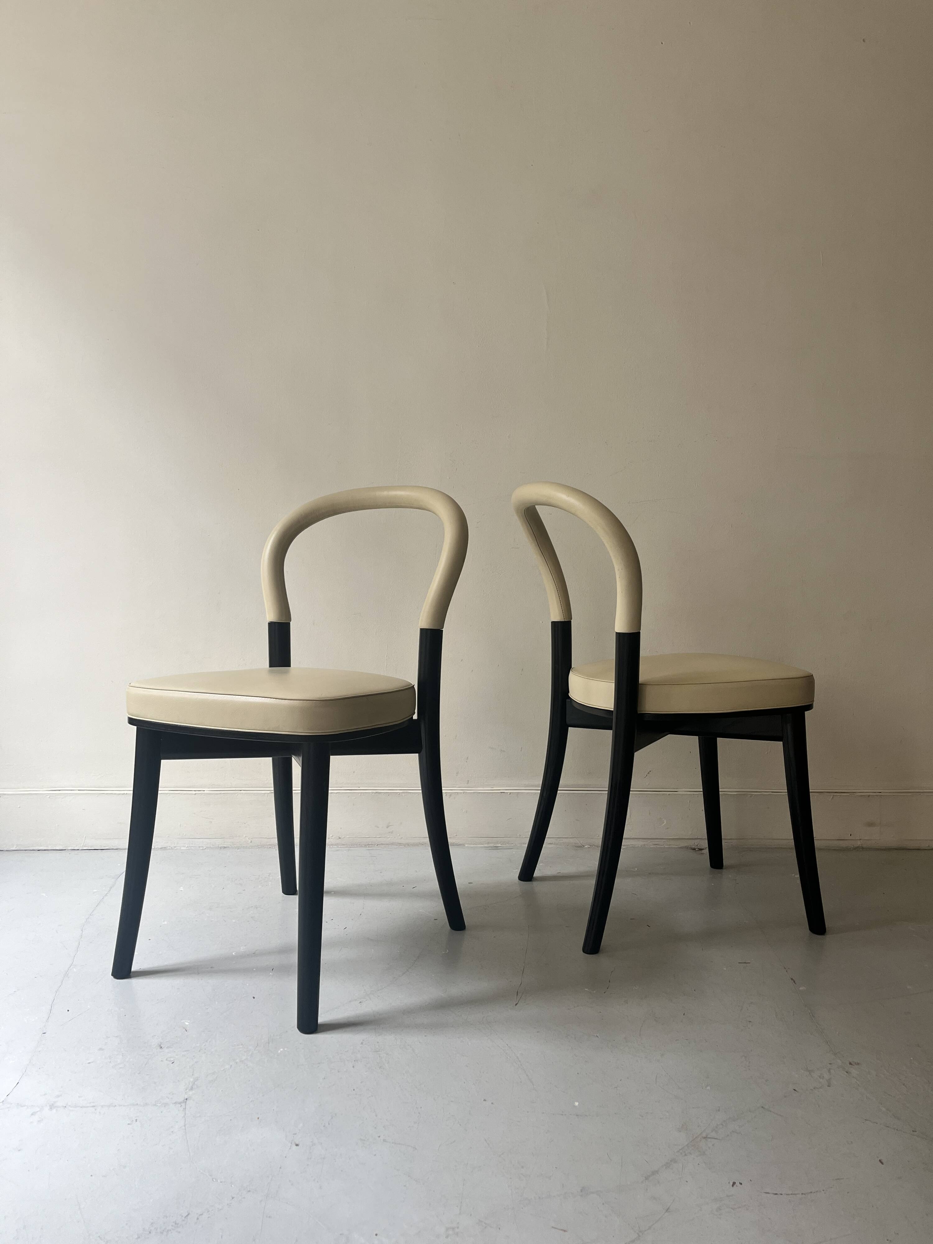 "Goteborg" ash and beige leather chairs by Gunnar Asplund for cassina