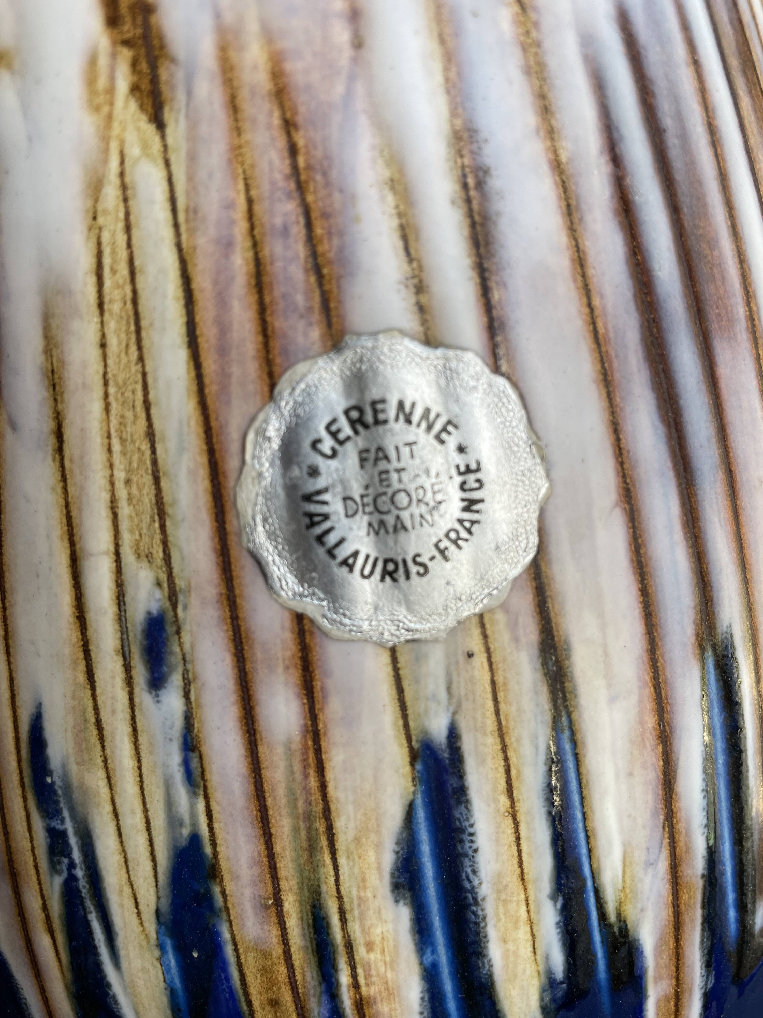 Vase signed workshop Cerenne - Ceramics of Vallauris - Entirely handmade