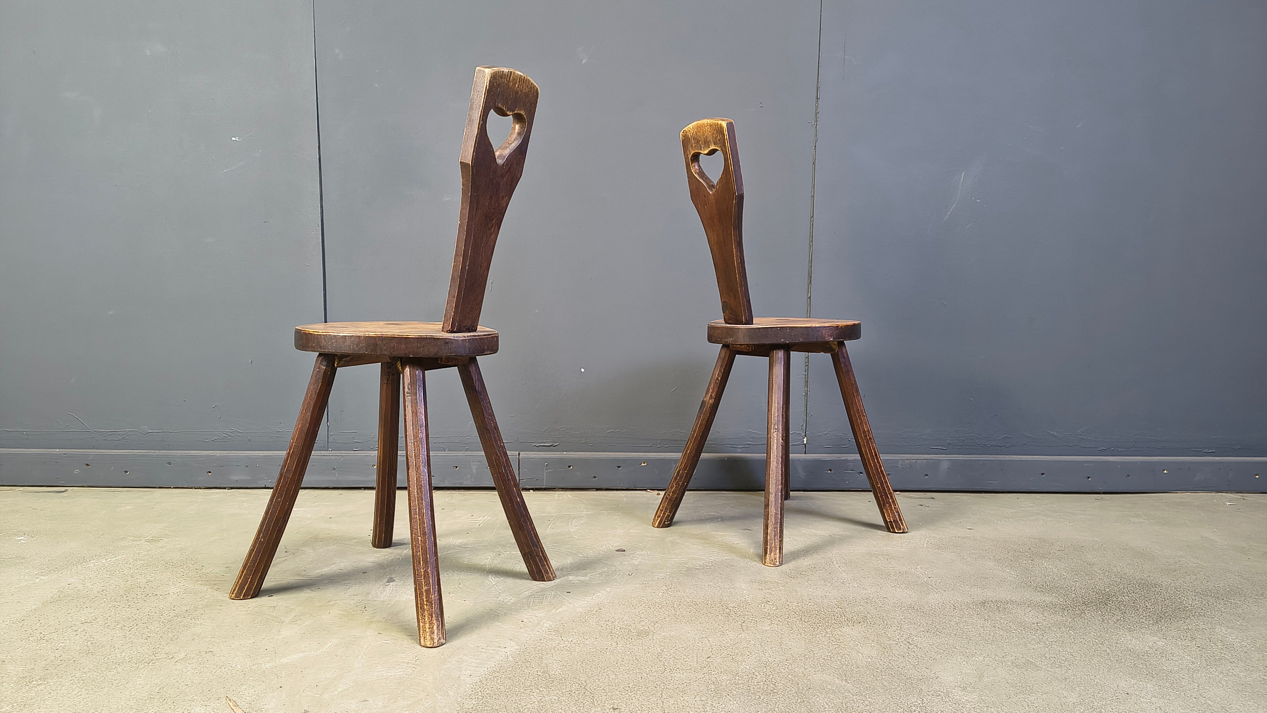 Vintage brutalist heart shaped chairs, 1960s