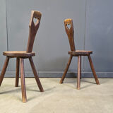 Vintage brutalist heart shaped chairs, 1960s