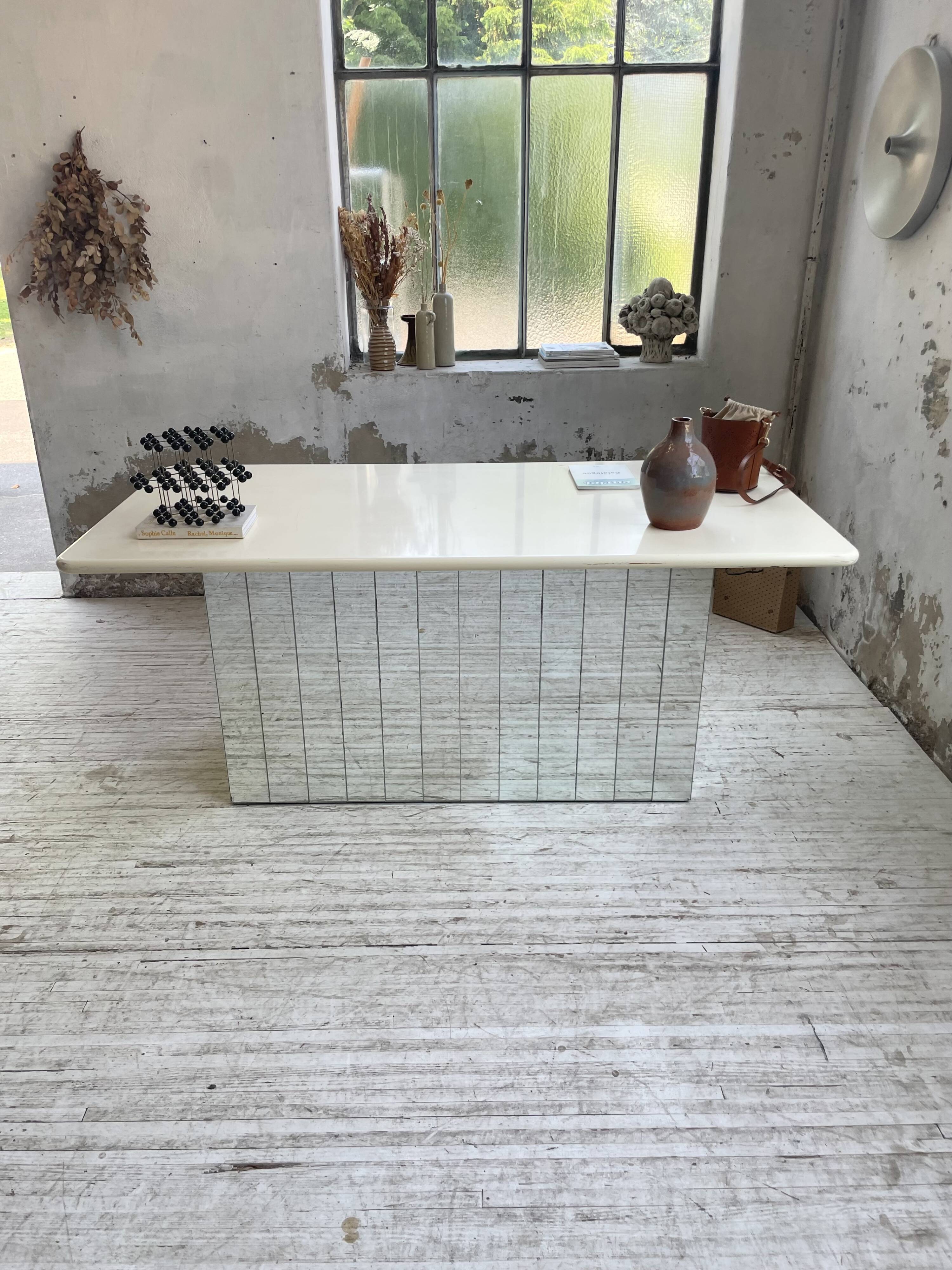 80s lacquered desk and mirror