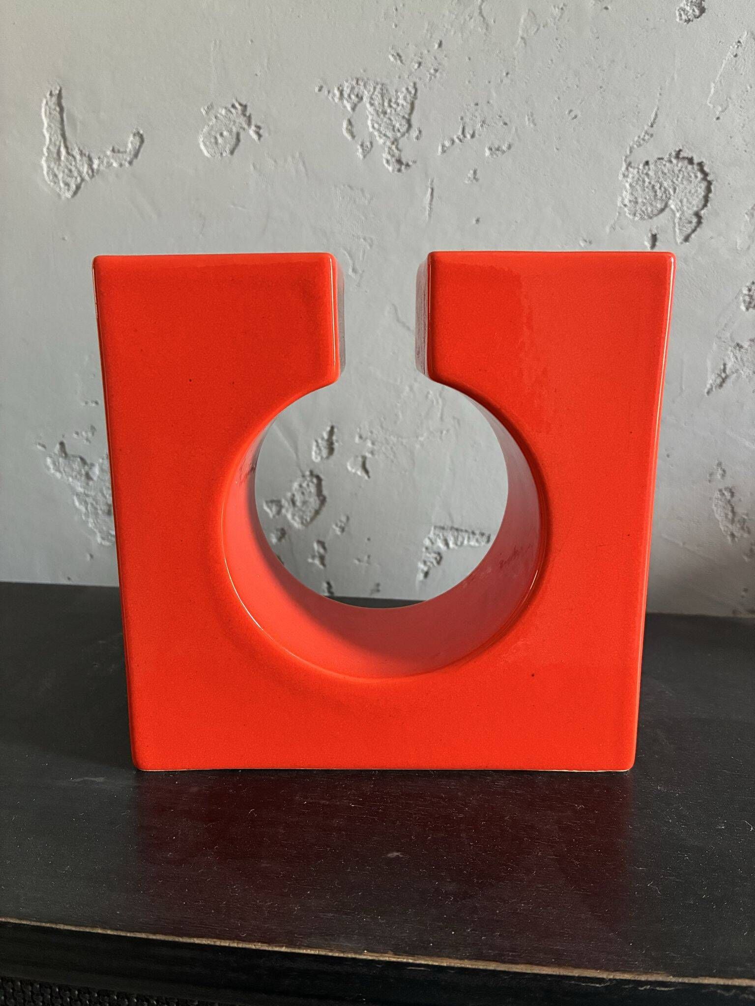 Sele Arte Nove orange ceramic vase, Italy, 1970s