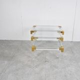 Set of 3 lucite and brass nesting tables, 1970s