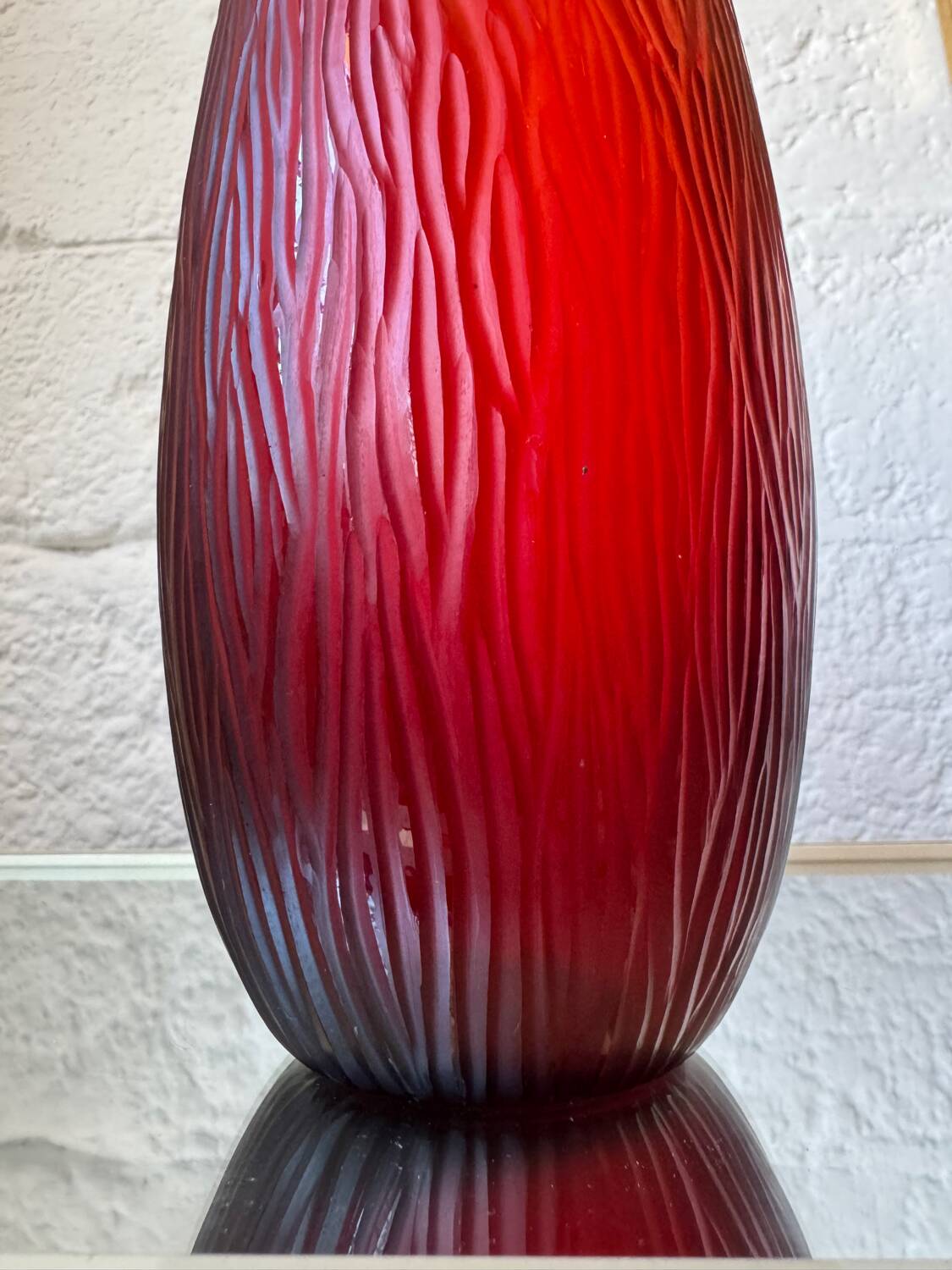 Art Deco style red glass vase